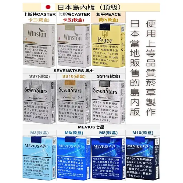 日本島內正品紙菸|MEVIUS七星・PEACE和平・CASTER卡斯特・黑七|日本直送代購現貨 日本島內正品紙菸|MEVIUS七星・PEACE和平・CASTER卡斯特・黑七|日本直送代購現貨